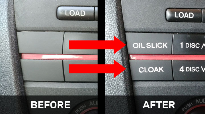 Adding Bond car buttons to your car, before and after