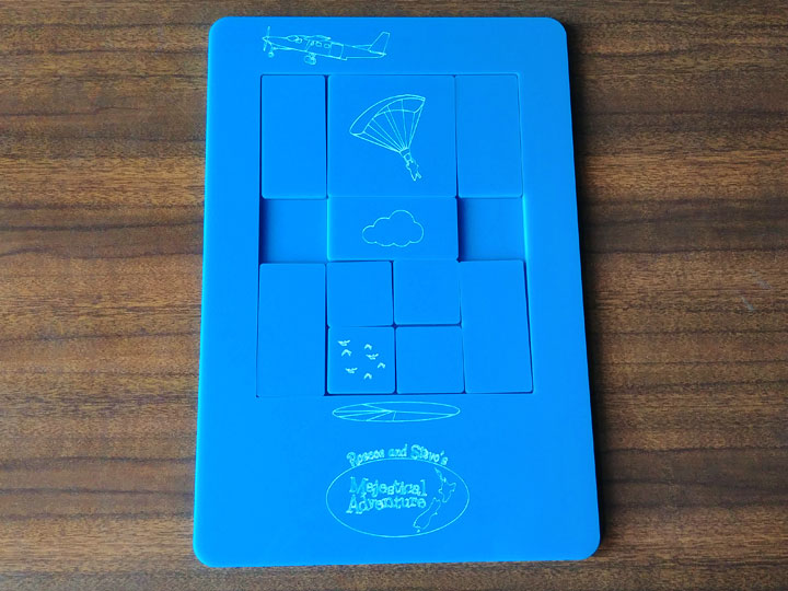 The completed skydiving themed shuffle puzzle
